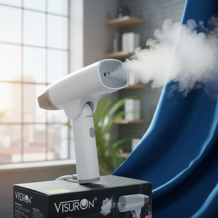 Fier De Calcat Portabil Cu Abur 1500W, Rezervor De Apa De 100ml, Incalzire Rapida In 30 Secunde, Jet Peternic De Abur, Pliabil, 220V, Panou Din Otel Inoxidabil, Alb