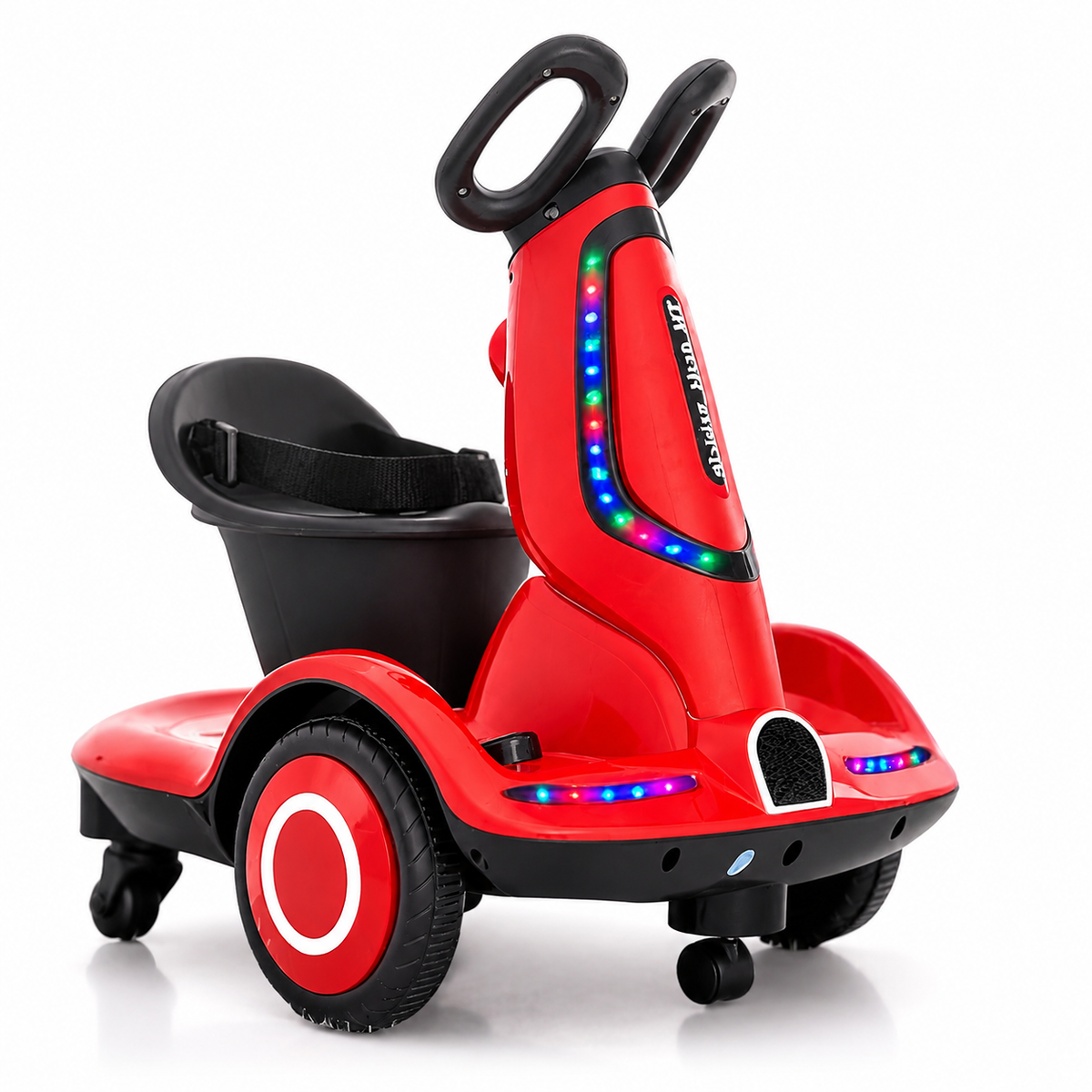Scuter Electric pentru Copii 6V cu 4 Roți, Telecomandă pentru Părinți, Scaun cu Centură de Siguranță, Lumini LED și Muzică, Rotire 360°