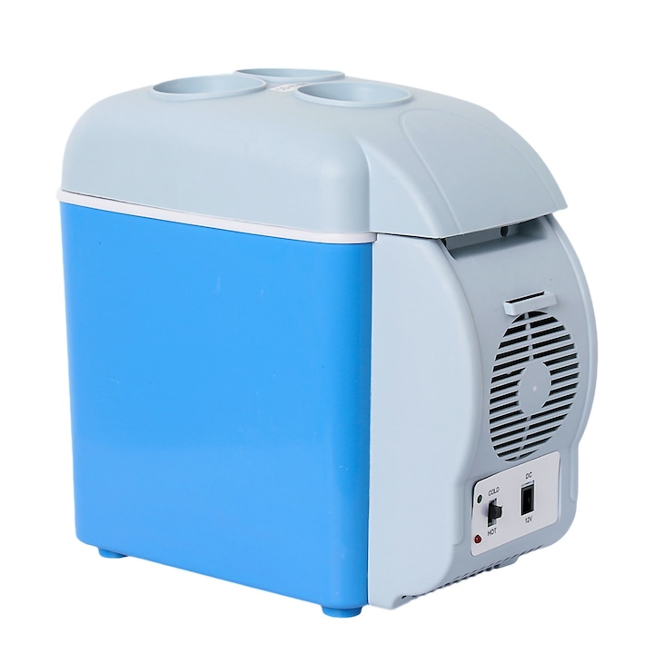 Mini frigider portabil 2 in 1, 12V, 7.5 litri, cu functie de racire si incalzire, Albastru